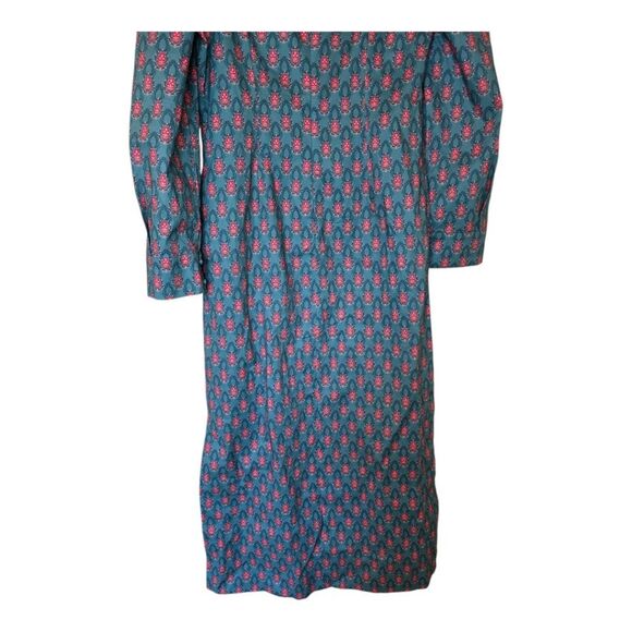 TUCKERNUCK Hyacinth House Teal Red Floral Mock Neck Maris Dress - Size Medium - Picture 7 of 13
